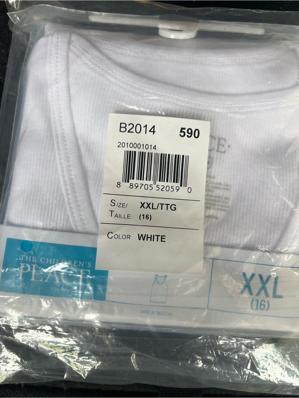 The Children's Place White Boy’s Ribbed Tank Top - XXL